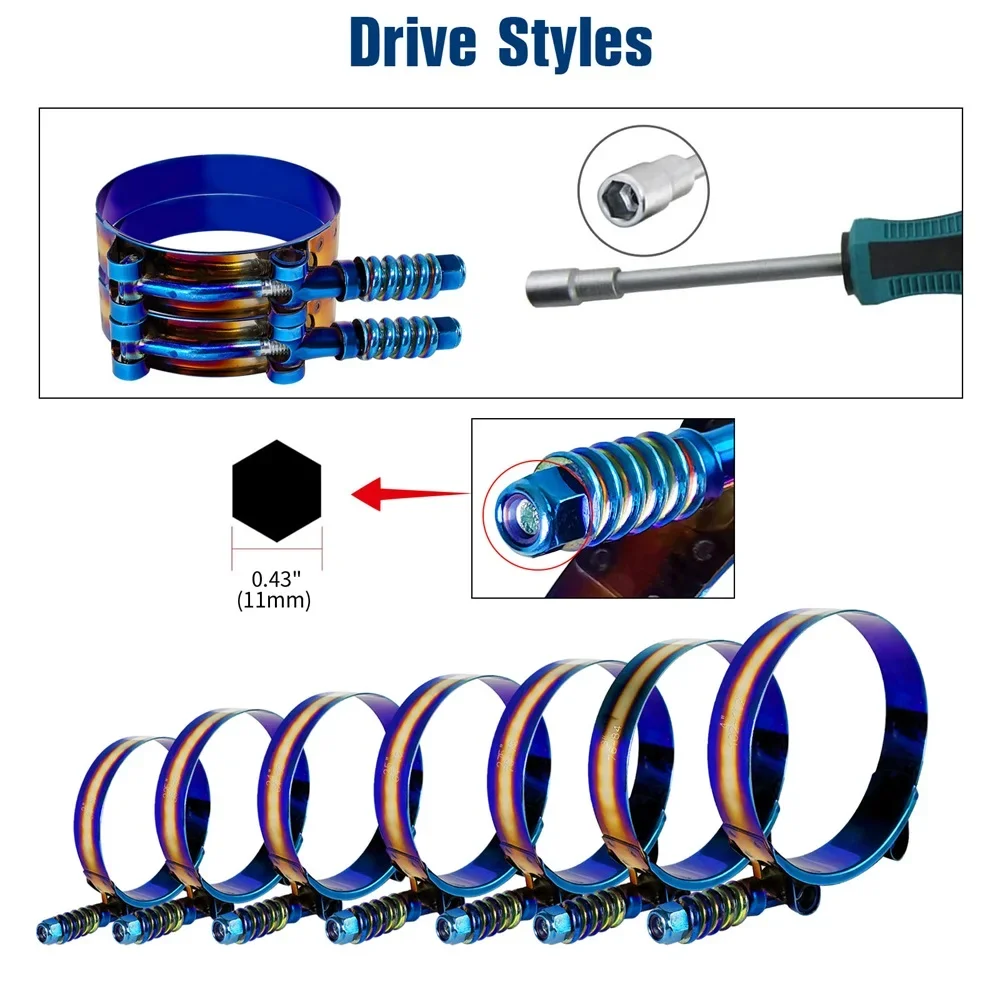 T-Bolt Hose Clamps Stainless Steel Turbo - مشبك تي-بولت عالمي من الفولاذ المقاوم