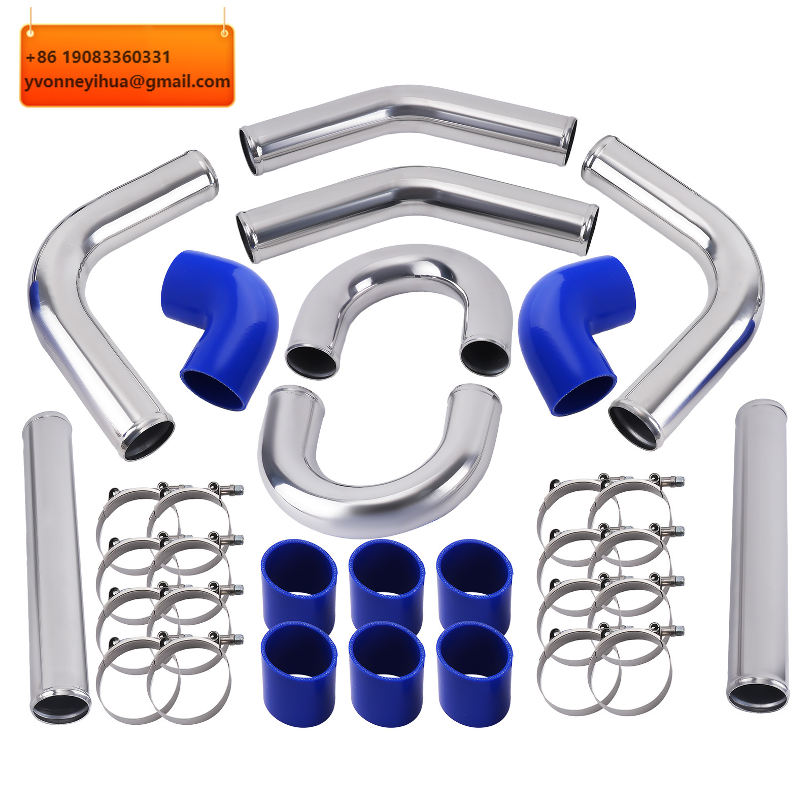 Intercooler Piping Kit Aluminum 2.5 Inch - ماكسبيدينجرودز 8 قطع أنابيب تبريد توربينية