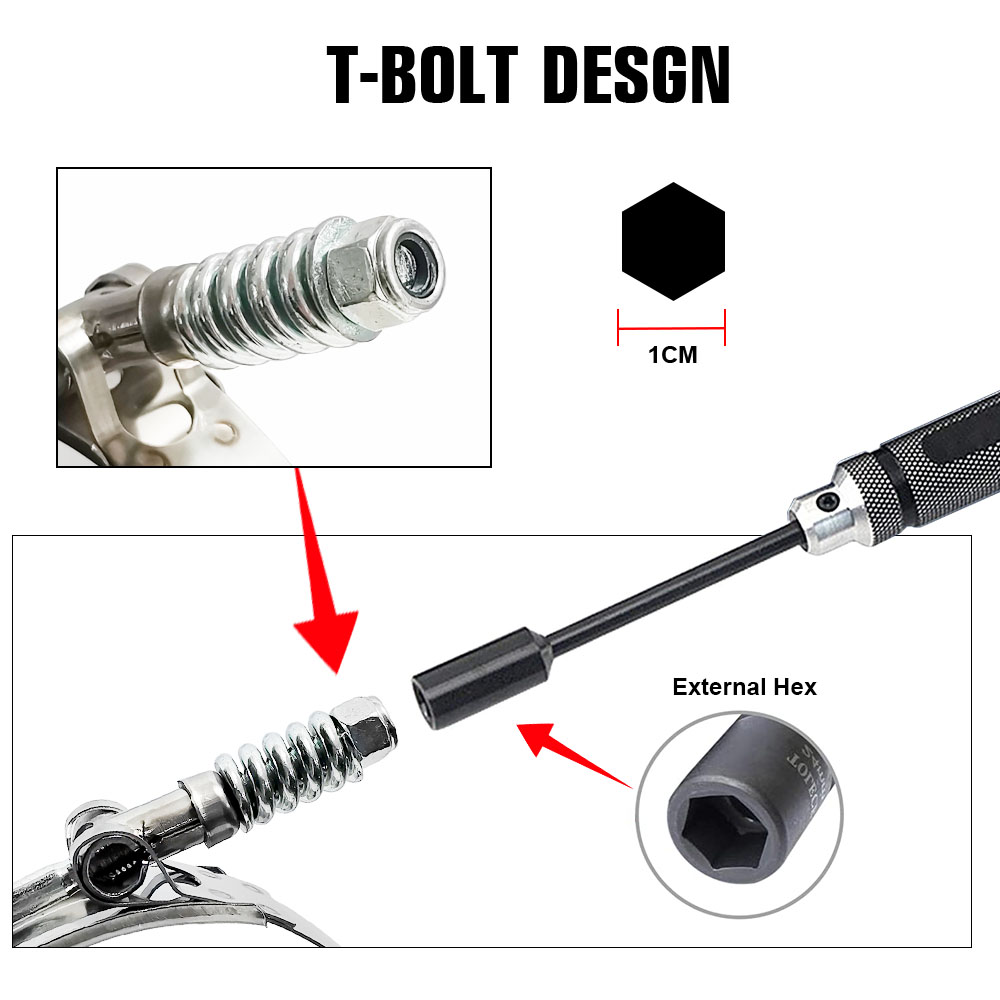T-Bolt Hose Clamps Stainless Steel Turbo - مشبك خرطوم عالمي من الفولاذ المقاوم