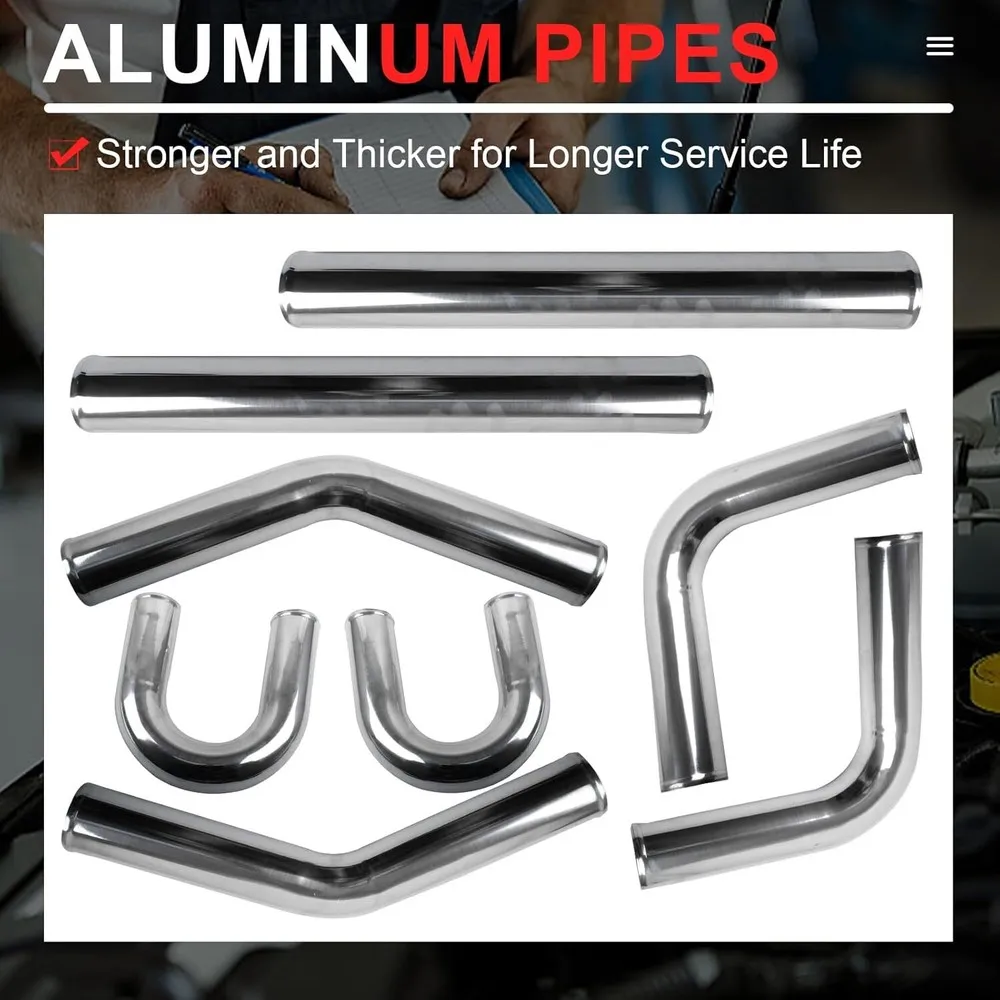 أنابيب تبريد توربينية مقاس 2.5 - مراجعة Intercooler Piping Kit Aluminum 2.5 Inch وسعره