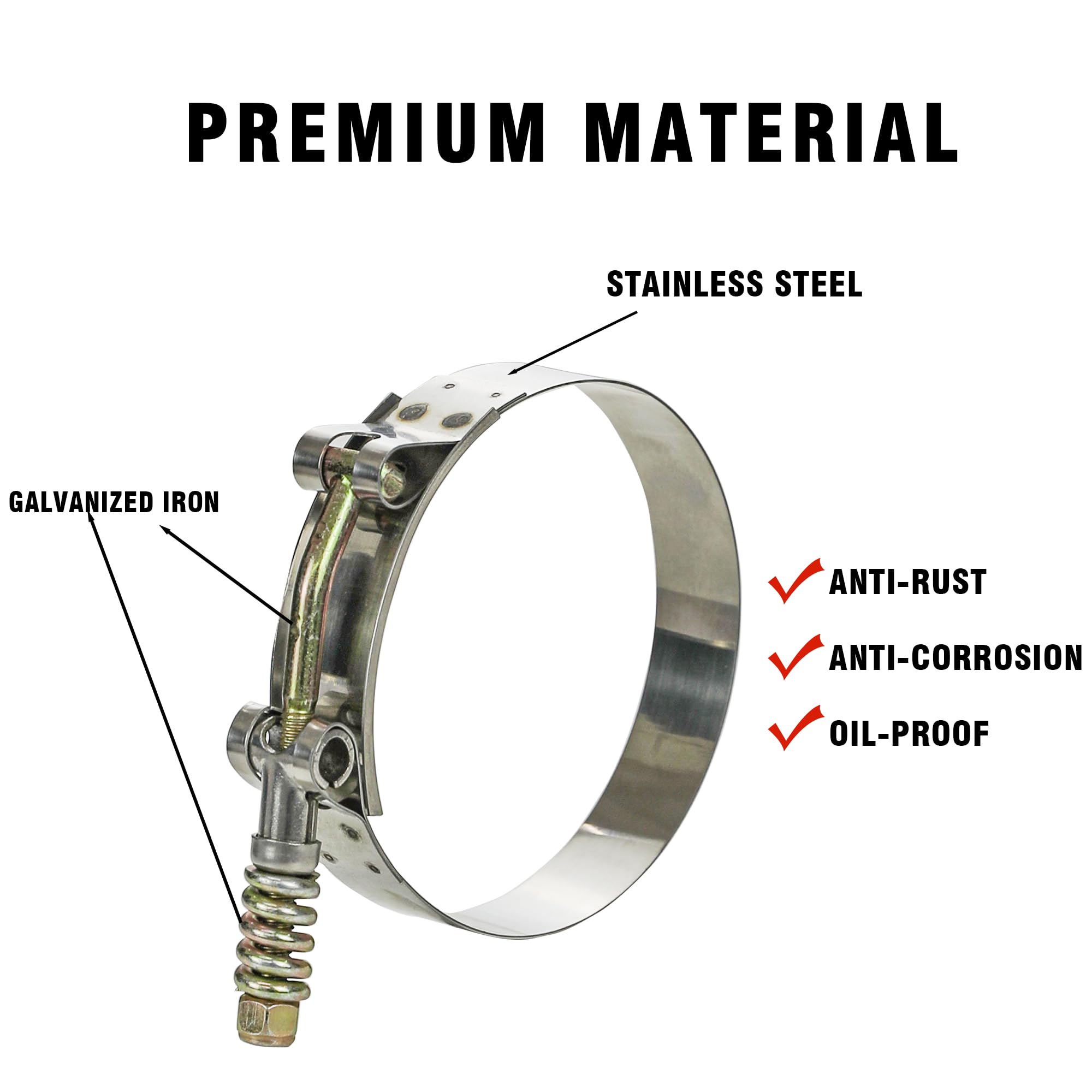 4 قطع مشابك أنابيب على شكل حرف - مراجعة T-Bolt Hose Clamps Stainless Steel Turbo وسعره